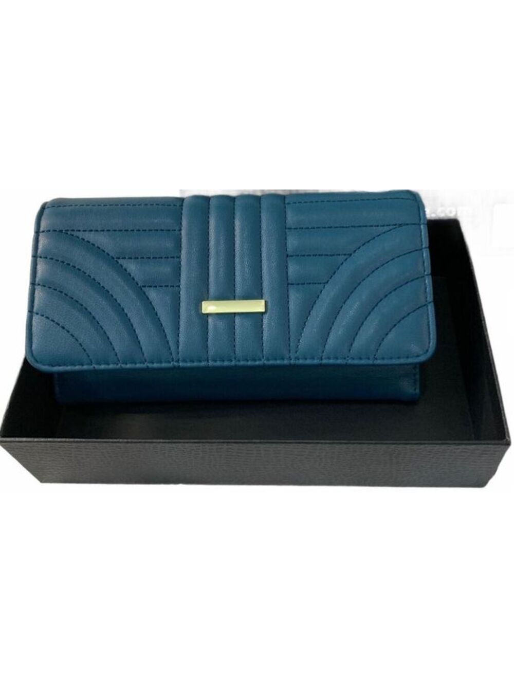Couture Genuine Leather Blue w/green hint Quilted Wallet